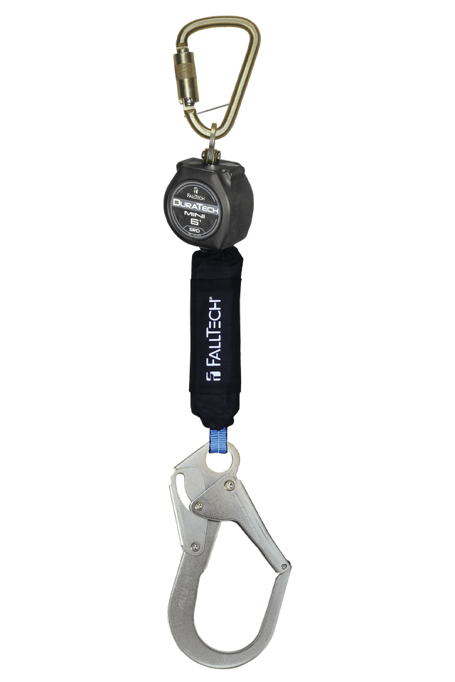 6' DuraTech® Mini Class 1 Personal SRL-P with Steel Rebar Hook, Includes Steel Dorsal Connecting Carabiner (72706SB3)