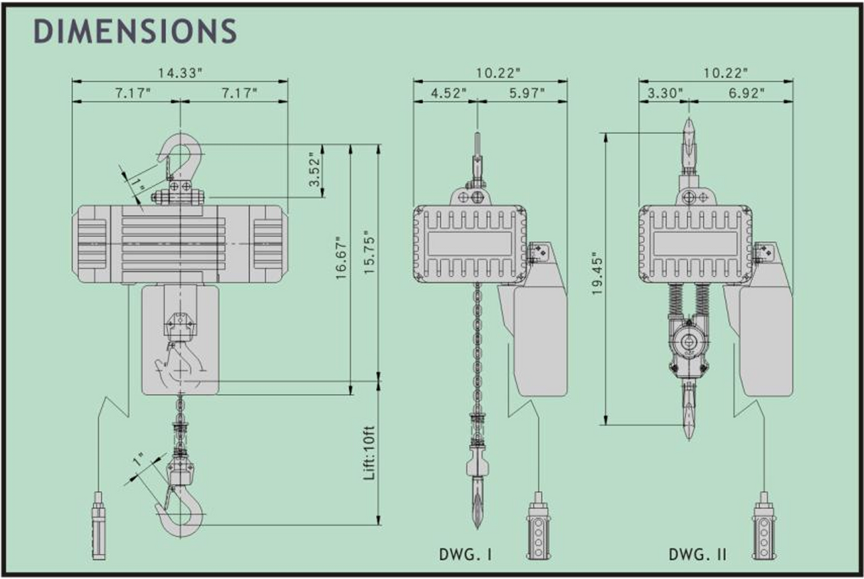 FD Series Electric Chain Hoist 1,056 lbs WLL (BLFD-048)