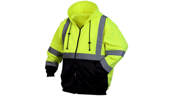 Lime/Black Hi-Vis Lime Zipper Sweatshirt with Black Bottom - Size Small (RSZH3210S) Per 2