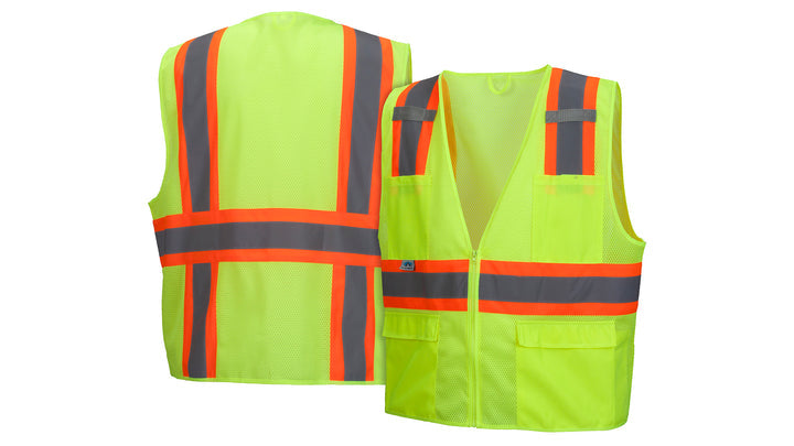 Lime Hi-Viz All Mesh Lime Vest with Contrasting Reflective Tape - Size Large (RVZ2310L) Per 5