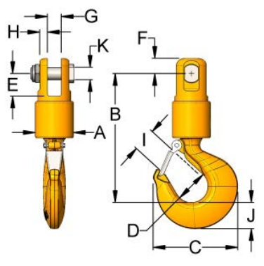 Miller Econo-Link Thrust Bearing Swivel Model 6E185 Jaw to Hook WLL 6 tons