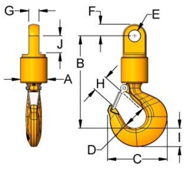 Miller Econo-Link Thrust Bearing Swivel Model 15E285 Eye to Hook WLL 15 tons