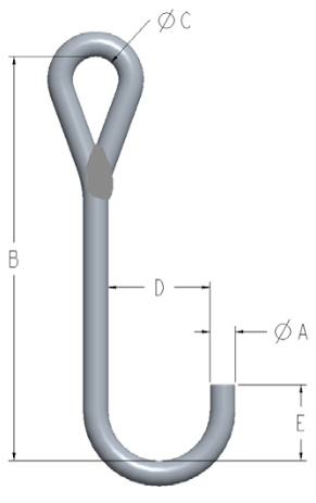1/4" X 5" J-HOOK STYLE A (11621-5)