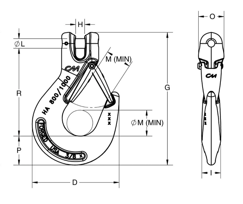 7/32" Clevis Sling Hook with Latch