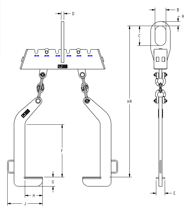 Dual Arm Coil Lifter 40,000 lbs 24-60" Coil Width (24894)