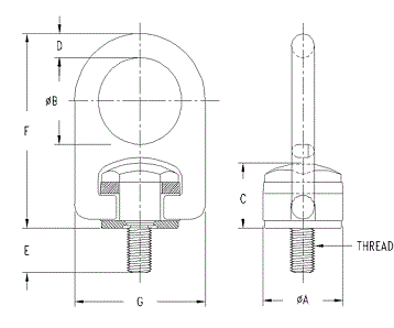 1 1/2" - 6 Forged Swivel Hoist Rings 24,000 lbs WLL (56404)