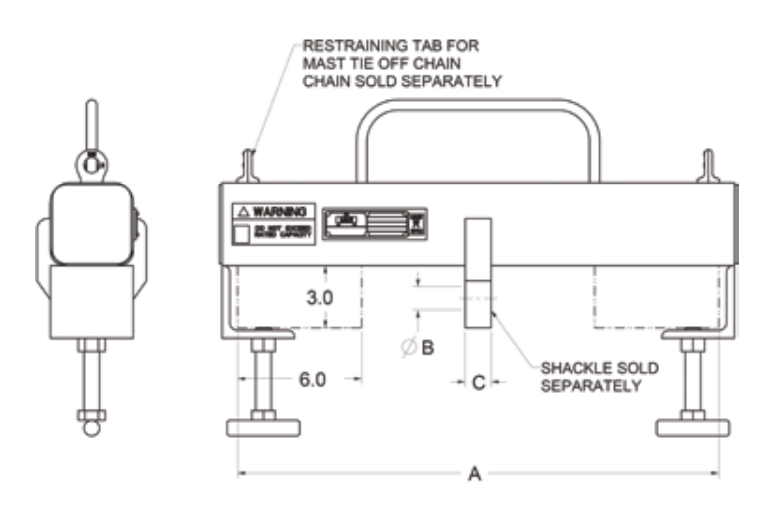 10,000 lbs Sgl Hook Forklift Beam Inside Shackle Mount (11620)