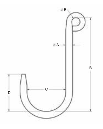 1" x 6" Short Reach Foundry Hook (14786)