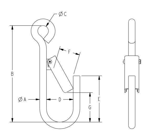 1" x 14" LATCHING J-HOOK STYLE B (17616)