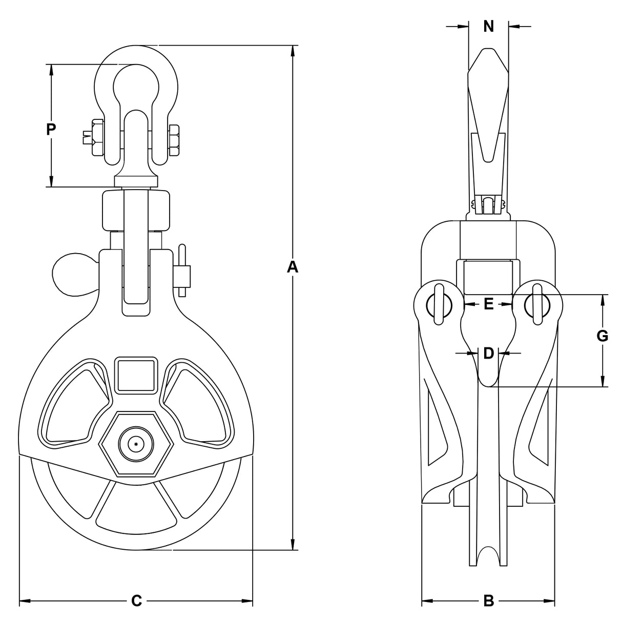 Skookum A Series 5T Cast Half Sided Block with REGULAR YOKE (A-4R)