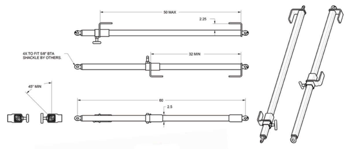 4,000# PALLET LIFT BAR PAIR *WLL IN PAIRS* (17449)