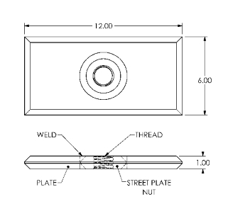 1 1/4" - 3.5 Coil Rectangular Weldable Plate (4898A)