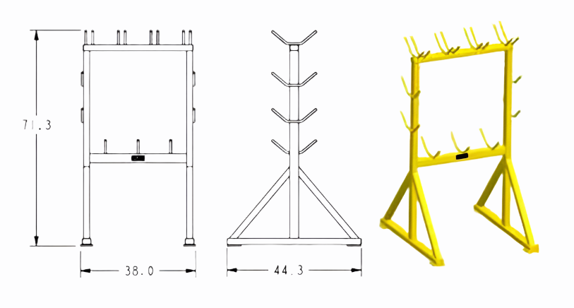 500 lbs Single Frame 72X38" w/ Casters (25050)