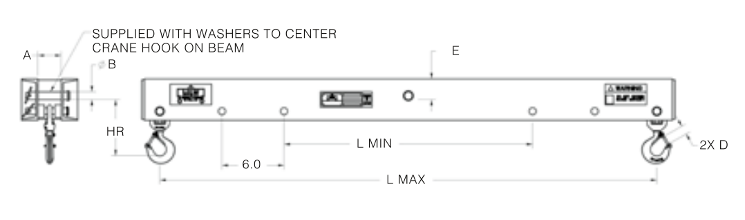 1,000 lbs 4' Ultra Low Headroom Lift Beam w/ Hooks (16484)