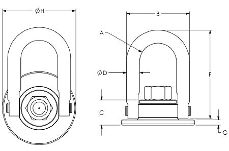 15,000 lbs Weld-On Round Base Swivel Hoist Ring (44803-W)