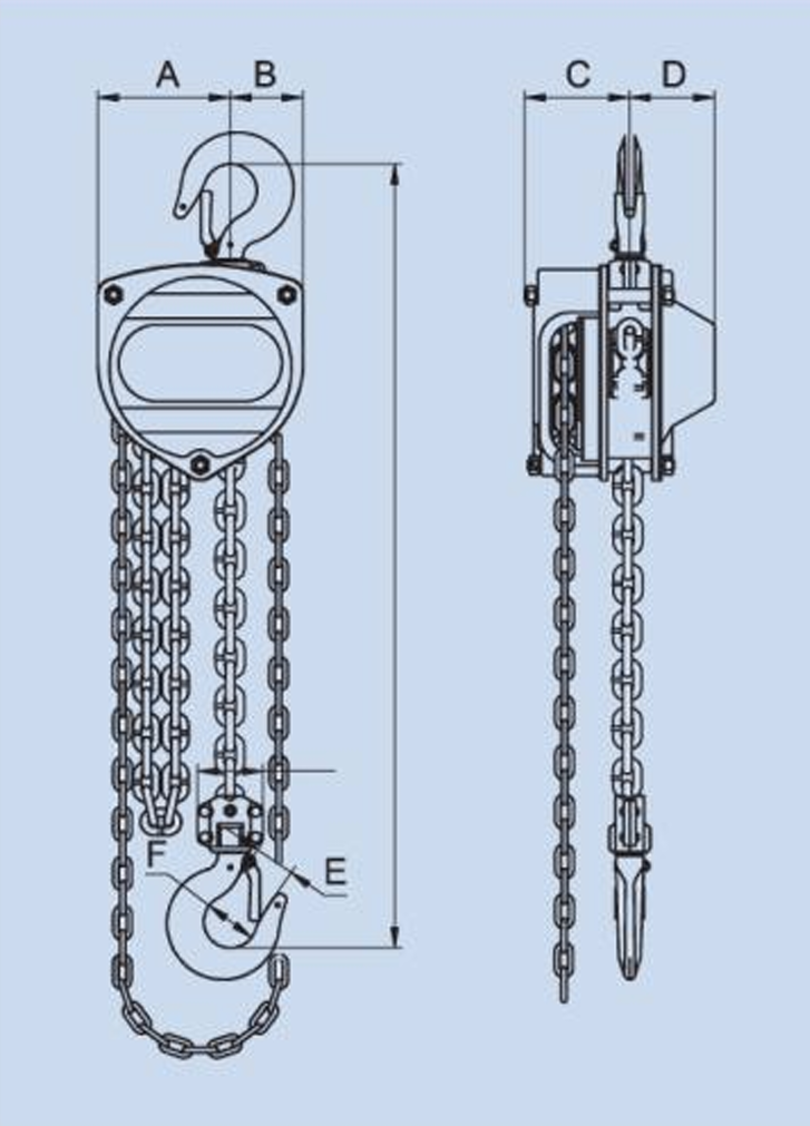 1 Ton x 15' Hand Chain Hoist Black Bear (YB)