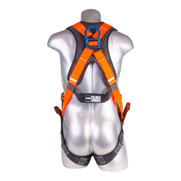 HARNESS 5PT. BACK PADDED, ALUMINUM DORSAL D-RING, QCB CHEST, GROMMET LEGS, ORANGE COLOR (H222100141)