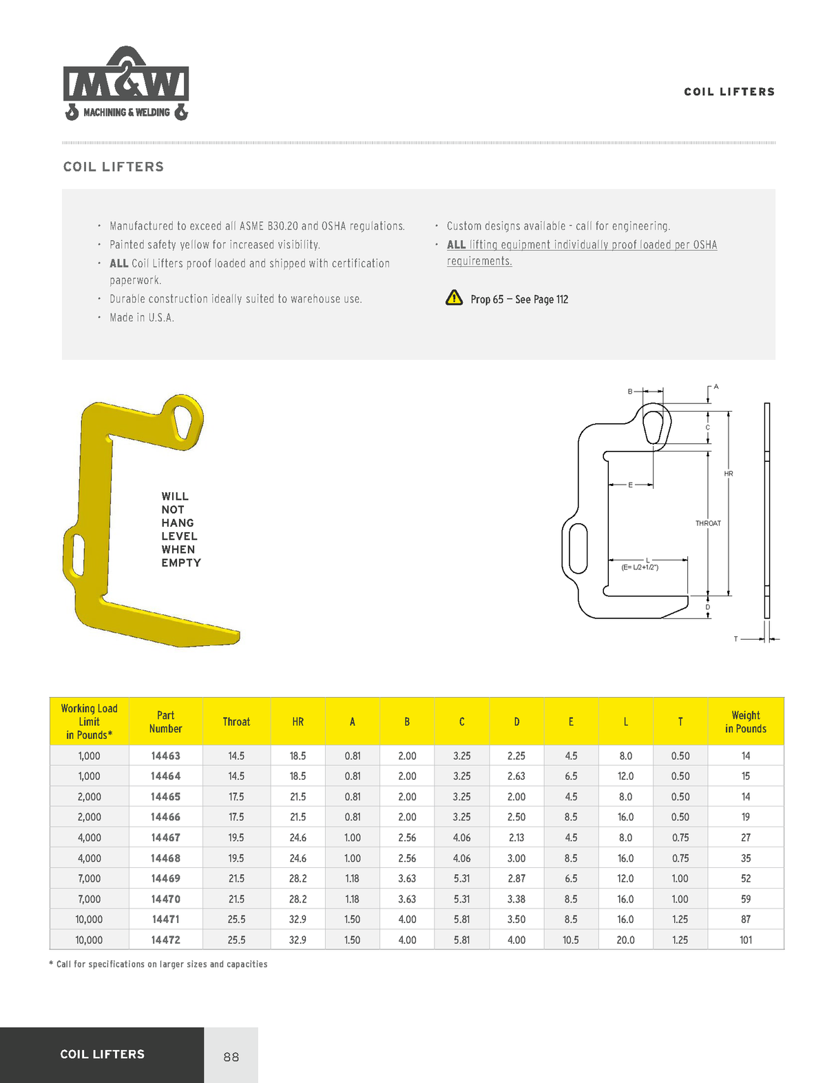 10,000# COIL LIFTER 25.5" THROAT 32.9" HEADROOM (14471)