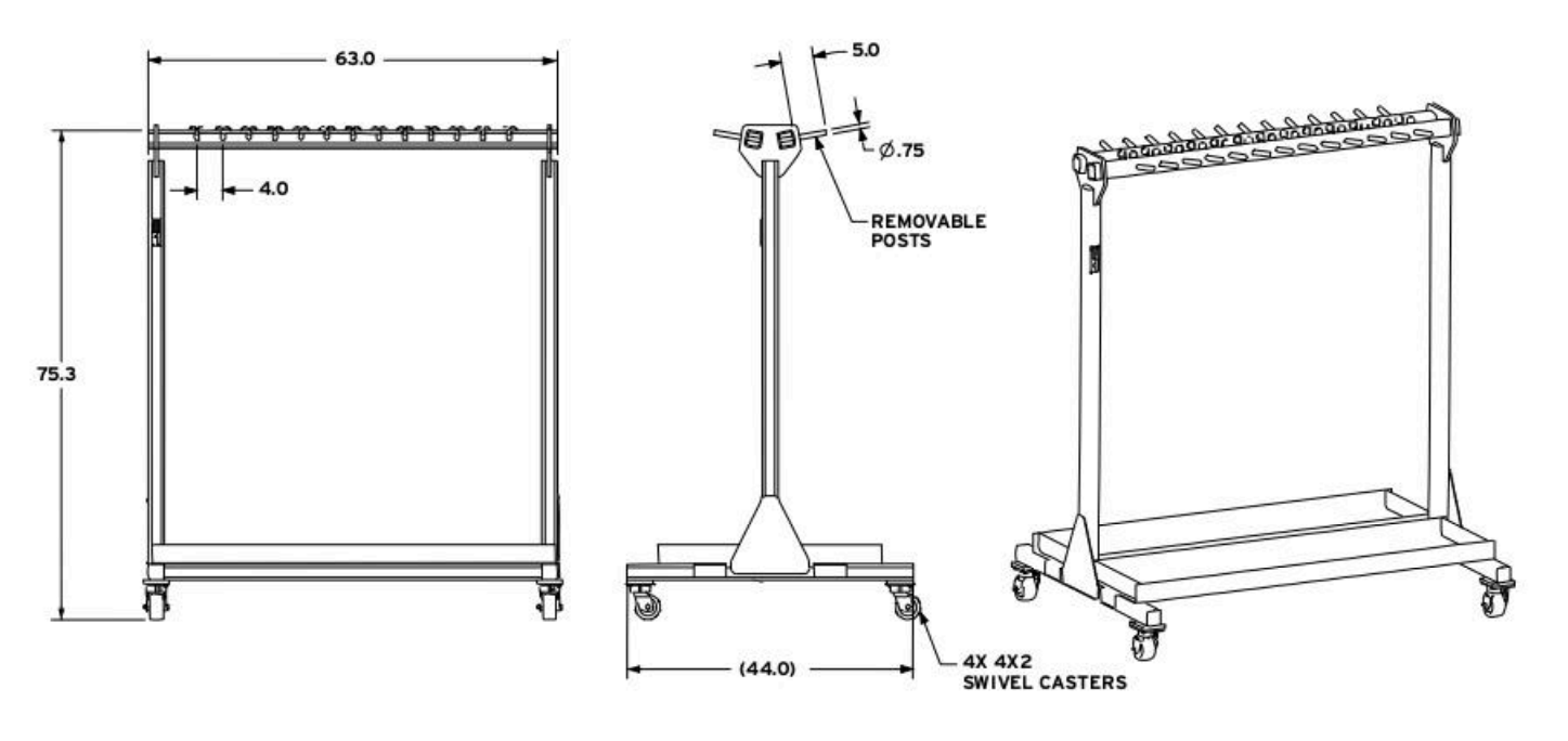 800 lbs 13 Pin Per Side, Tray w/ Casters (26354)