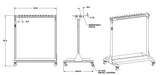 800 lbs 13 PIN PER SIDE, TRAY WITH CASTERS (26354)
