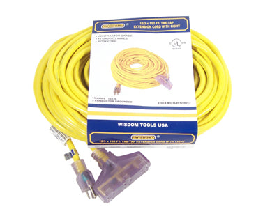 25 ft. 12/3 Heavy Duty Indoor/Outdoor Triple Tap Extension Cord WITH LIGHT