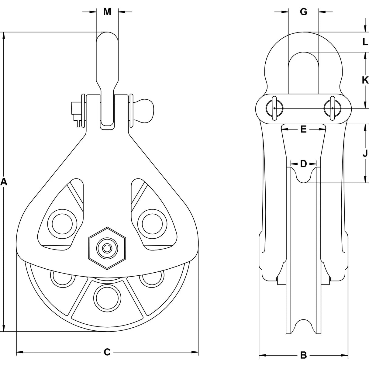 Skookum 400 Series 17.5T Full Sided Block with YOKE (416-T)