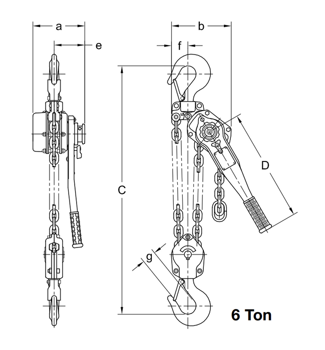 6 ton x 10' Harrington LB Lever Hoist