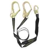 6' WeldTech® Kevlar® Energy Absorbing Lanyard, Double-leg with Steel Rebar Hooks (8242Y3)