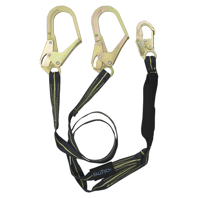 6' WeldTech® Kevlar® Energy Absorbing Lanyard, Double-leg with Steel Rebar Hooks (8242Y3)