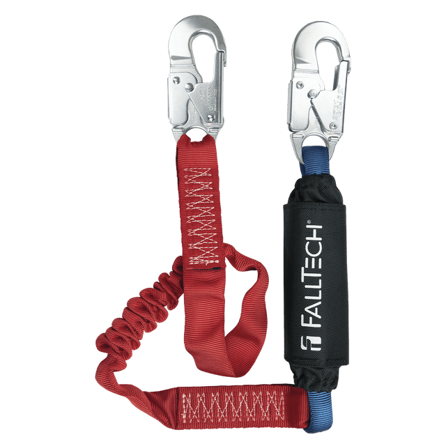 6' Ironman® 12' free fall Elasticated Energy Absorbing Lanyard, Single-leg with Aluminum Snap Hooks (8247EA)