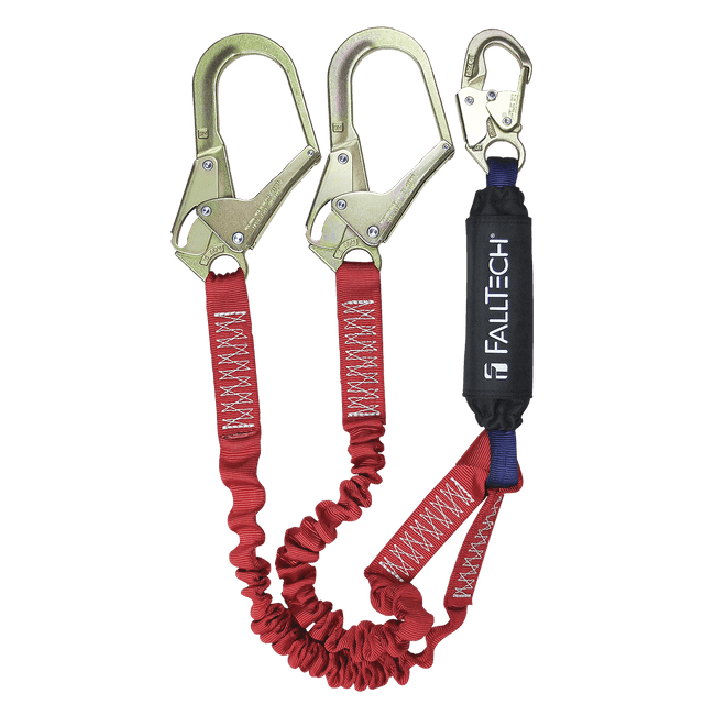 6' Ironman® 12' free fall Elasticated Energy Absorbing Lanyard, Double-leg with Steel Connectors (8247EY3)