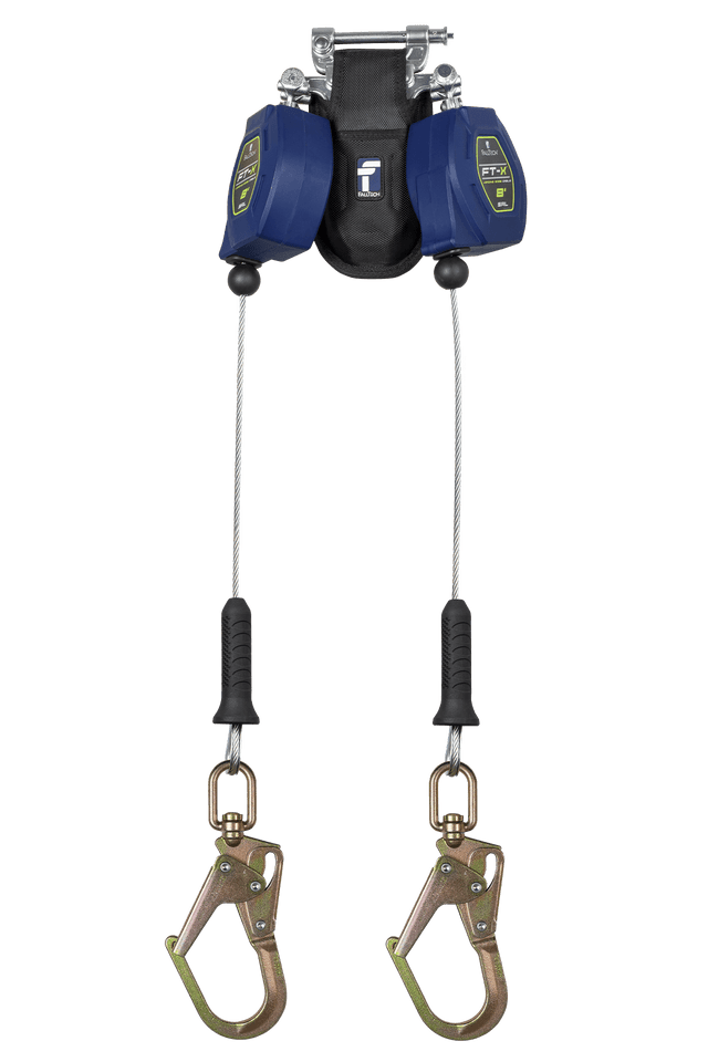 8' FT-X™ Cable Class 2 Leading Edge Personal SRL-P, Twin-leg with Steel Swivel Mini Rebar Hooks with SpeedLink™ (82808TP0S)