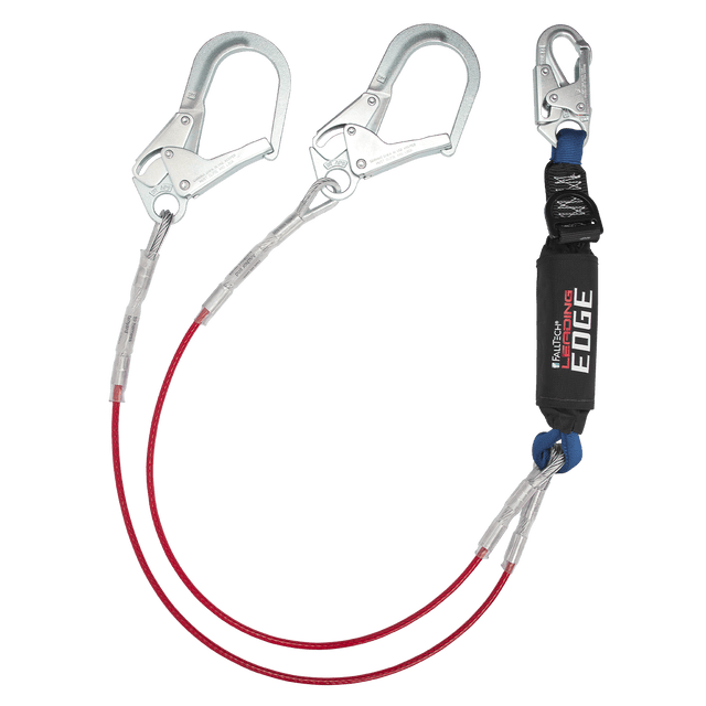 6' Leading Edge Cable Energy Absorbing Lanyard, Double-leg with SRL D-ring (8354LEY3D)