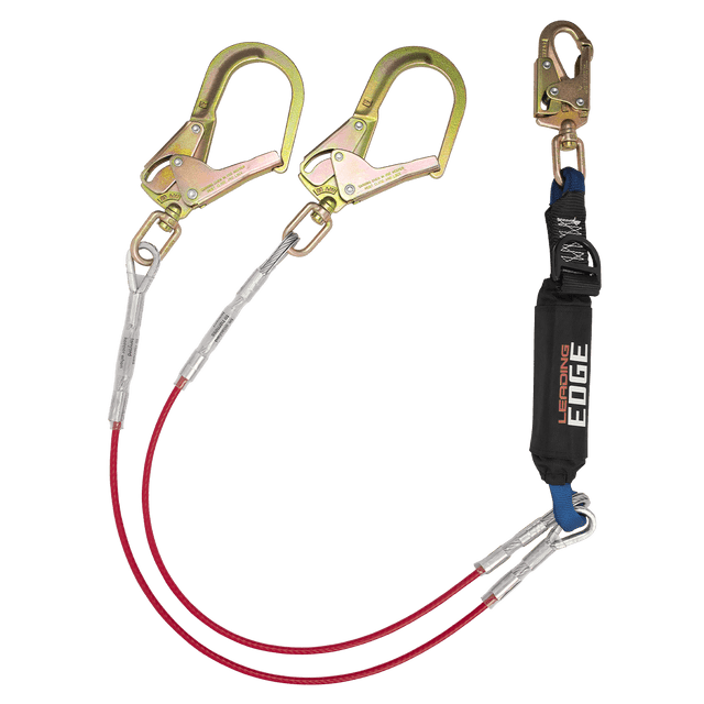 6' Leading Edge Cable Energy Absorbing Lanyard, Double-leg with Swivel Connectors and SRL D-ring (8354LEYSS3D)