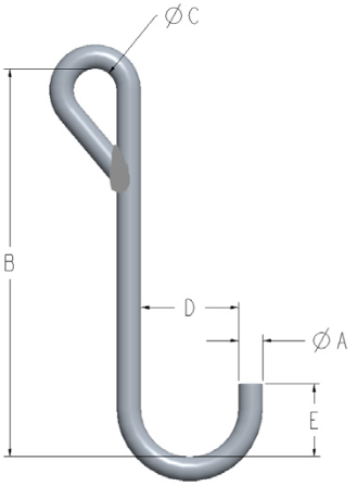 1/4" X 5" J-HOOK STYLE C 100# CAPACITY (11653-5)