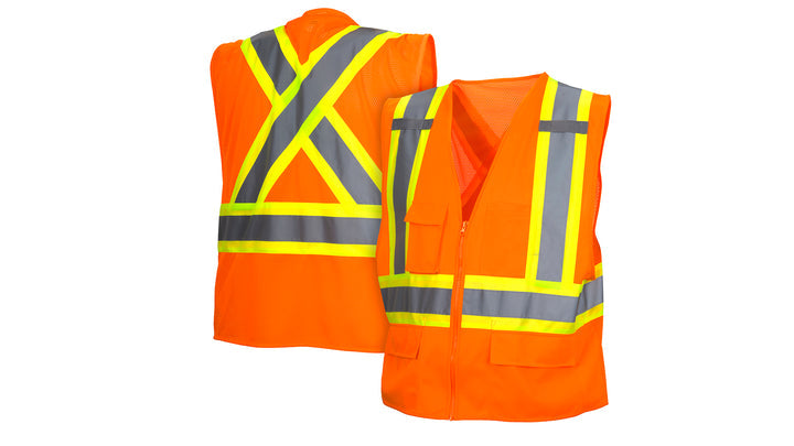 Orange Hi-Vis Orange Vest with Contrasting Reflective Tape - Size Large (RCZ2420L) Per 1