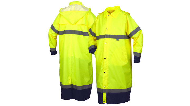 Lime PU/Poly hi vis 48" raincoat - size 5X large (RRWC3110X5) Per 1