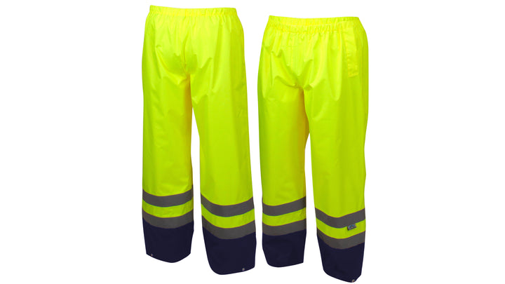 Lime PU/Poly hi vis elastic waist pants - size large (RRWP3110L) Per 1