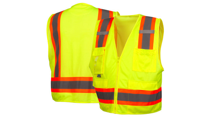 Lime Class 2 Surveyor Vest with Clear Pocket - Lime - 5X Large (RVZ2410CPX5) Per 5