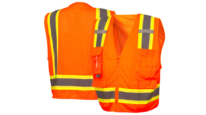 Orange Class 2 Surveyor Vest with Clear Pocket - Orange - 5X Large (RVZ2420CPX5) Per 5