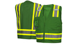 Green Survey Vest w/clear pocket-Green-3XL (RVZ2435CPX3) Per 5