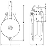 Ropemaster 3.75T 6" Full Sided Block with SWIVEL SHACKLE