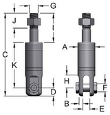Miller Hydro Link Stainless Steel Swivels, Model BB-351 Stud to Clevis WLL 0.75 tons