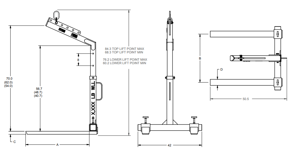4,000 lbs Adj Base Pallet Lifter (12412)
