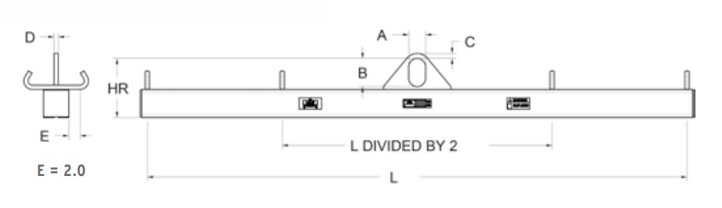 2,000# 4' BASKET LIFTING BEAM 2 SETS OF HOOKS (17499)