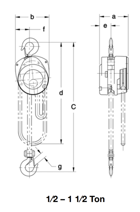 1 ton x 15' Harrington CF Hand Chain Hoist