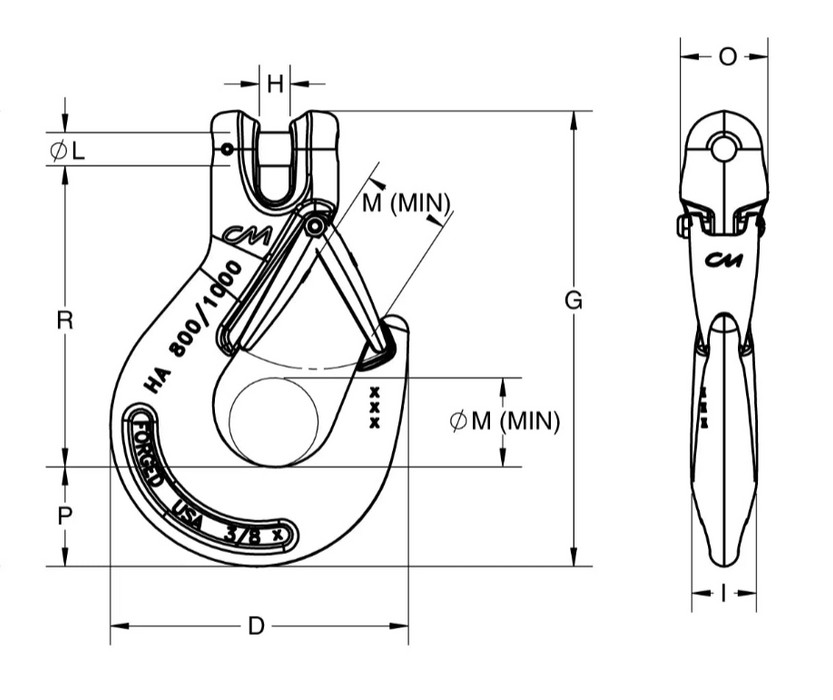 1/2" Clevis Sling Hook with Latch