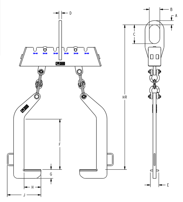Dual Arm Coil Lifter 20,000 lbs 20-48" Coil Width (24800)