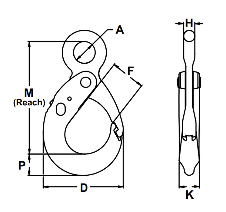 3/8" Eye Self Locking Hook Grade 100