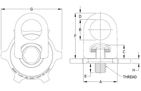 3/4" - UNC Street Plate Swivel Hoist Ring